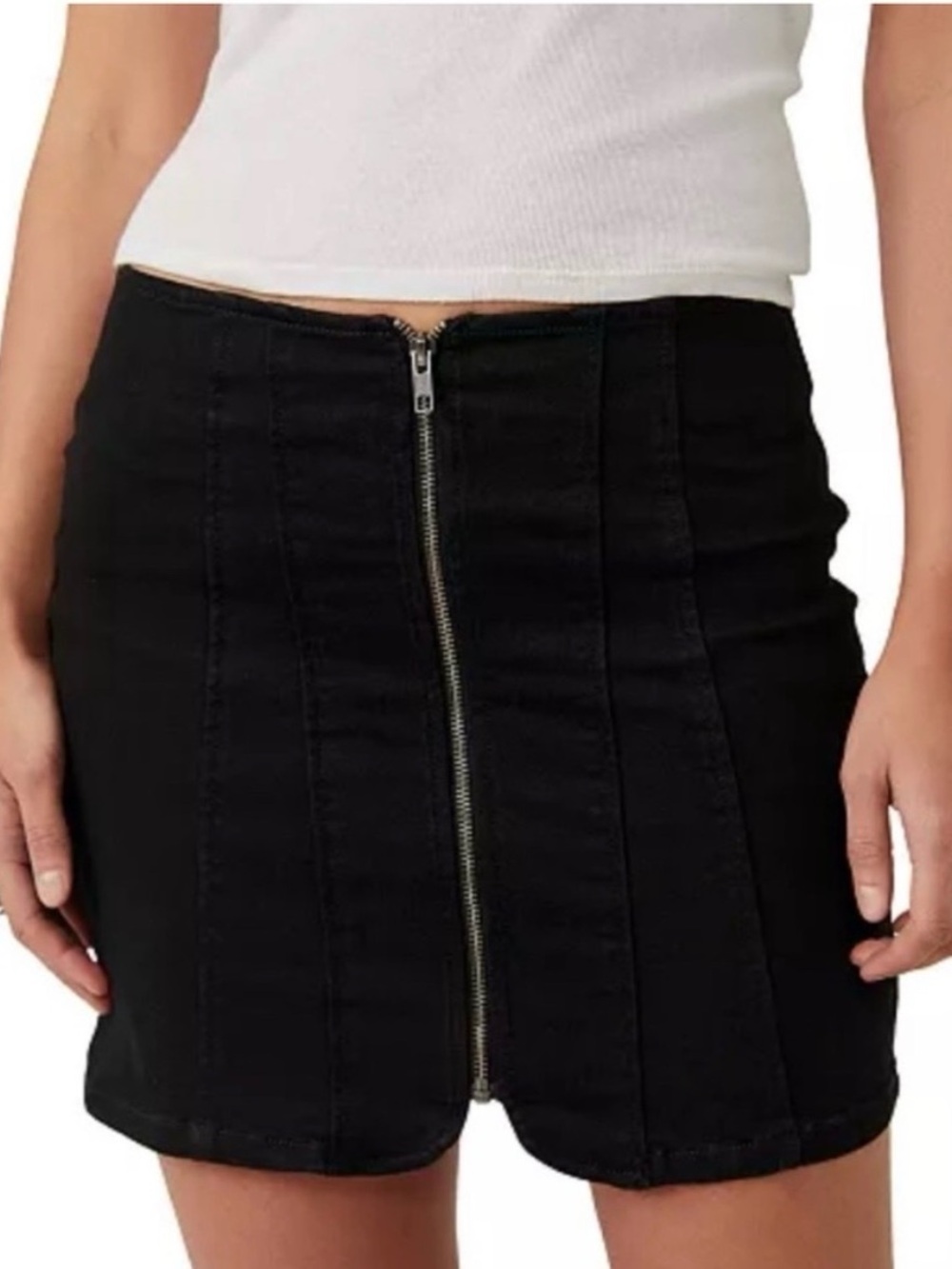 We the Free by Free People Layla Black Denim Mini Skirt size 6